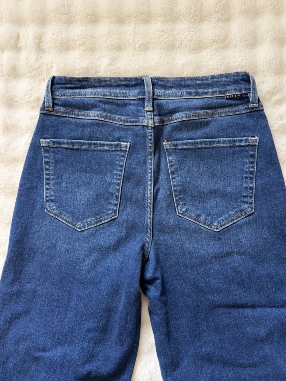 NEW Risen Jeans High-Waist Raw Hem Wide-Leg Tummy Control Denim Jeans Size 27 - Picture 8 of 14